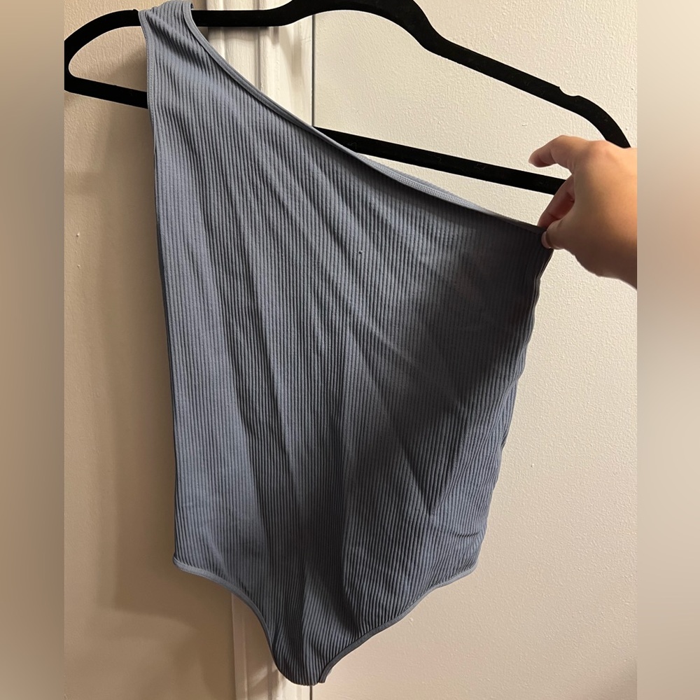 Blue/grey one shoulder body suit, size small/medium